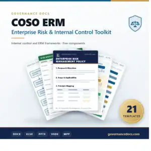 COSO ERM Enterprise Risk & Internal Control Toolkit - 21 templates