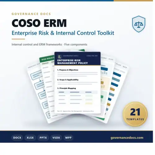 COSO ERM Enterprise Risk & Internal Control Toolkit - 21 templates