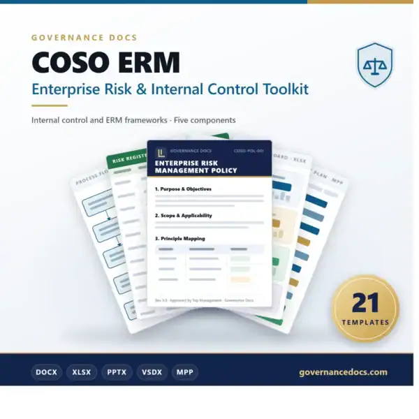 COSO ERM Enterprise Risk & Internal Control Toolkit - 21 templates