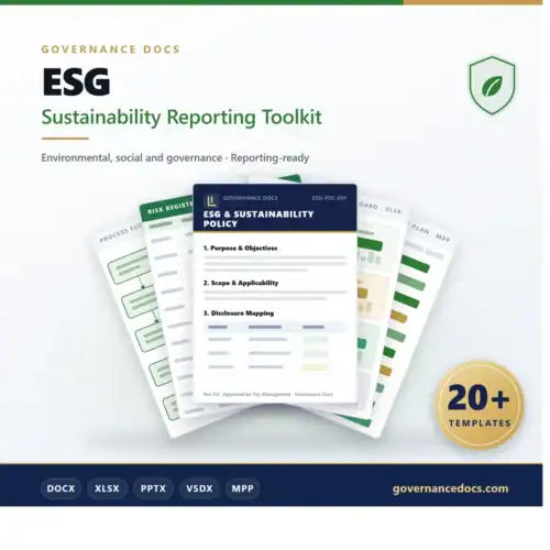 ESG Sustainability Reporting Toolkit - 20+ templates