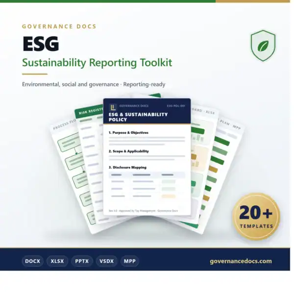 ESG Sustainability Reporting Toolkit - 20+ templates
