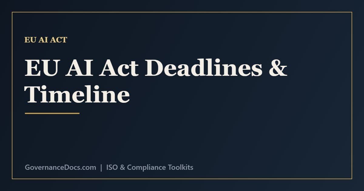 EU AI Act Compliance Deadlines & Timeline (2025-2027) EU AI Act deadlines and compliance timeline from 2024 to 2027 with key milestones