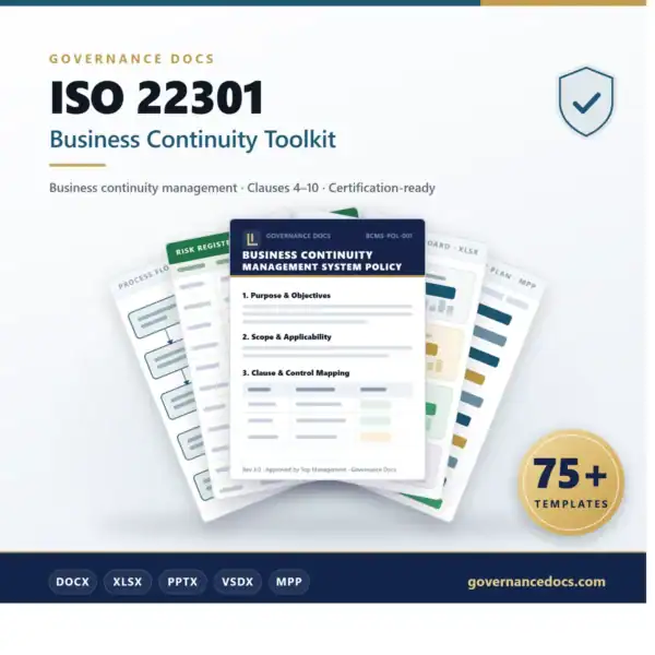 ISO 22301 Business Continuity Toolkit - 75+ templates