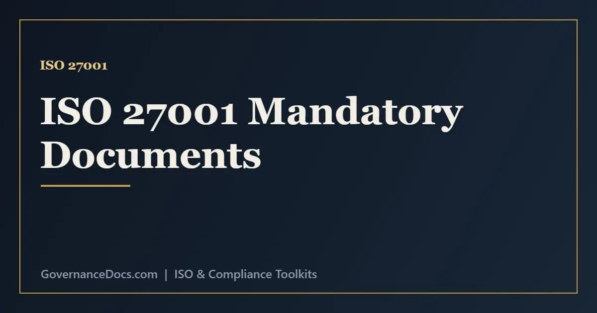 ISO 27001 Mandatory Documents Checklist (2022) ISO 27001 mandatory documents checklist including scope, policy, risk assessment and SoA