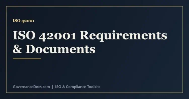 ISO 42001 requirements and mandatory documents including AI policy, risk and impact assessments
