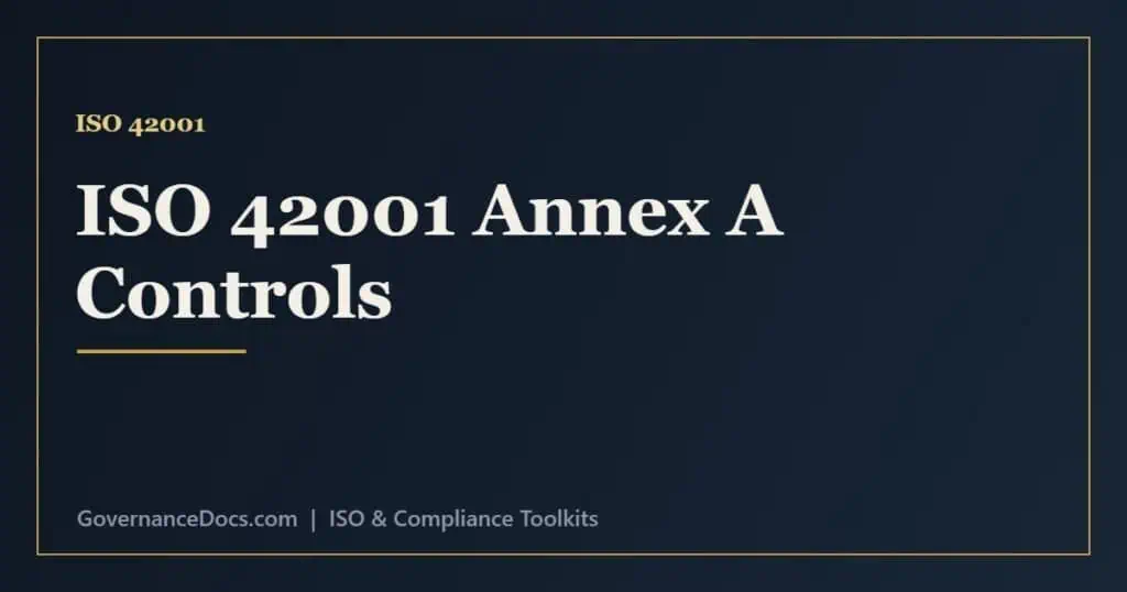 ISO 42001 controls in Annex A explained including AI policy, data, lifecycle and transparency