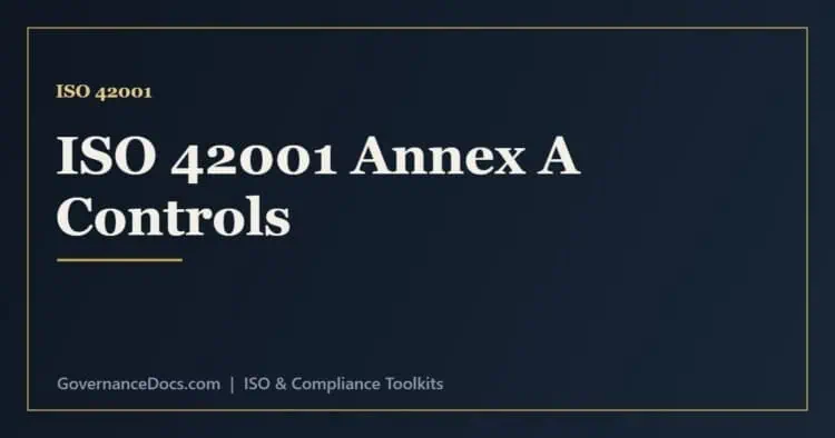 ISO 42001 controls in Annex A explained including AI policy, data, lifecycle and transparency