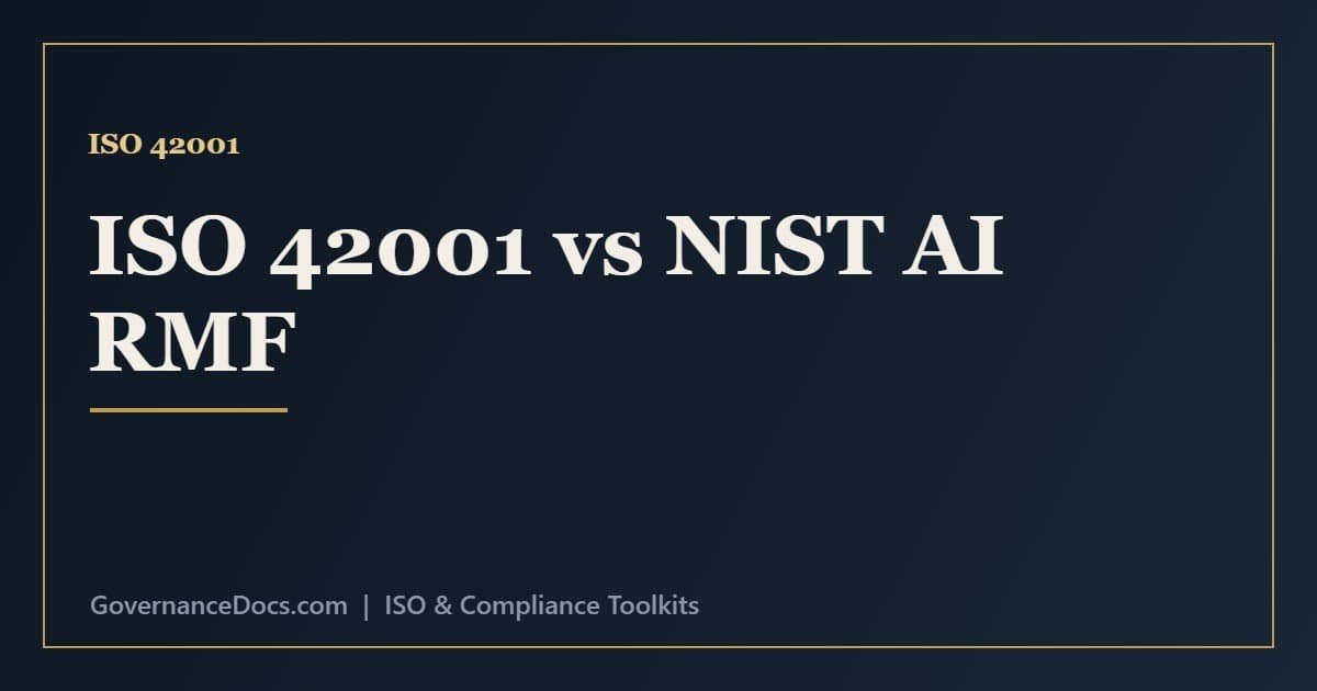 ISO 42001 vs NIST AI RMF: Which AI Framework? ISO 42001 vs NIST AI RMF comparison of the certifiable standard and the voluntary risk framework