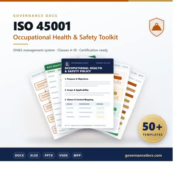ISO 45001 Occupational Health & Safety Toolkit - 50+ templates