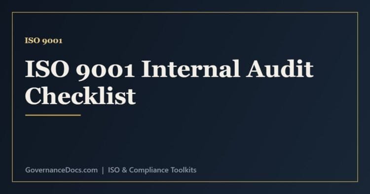 ISO 9001 internal audit checklist covering clauses 4 to 10 of the quality management system