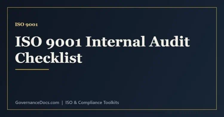 ISO 9001 internal audit checklist covering clauses 4 to 10 of the quality management system