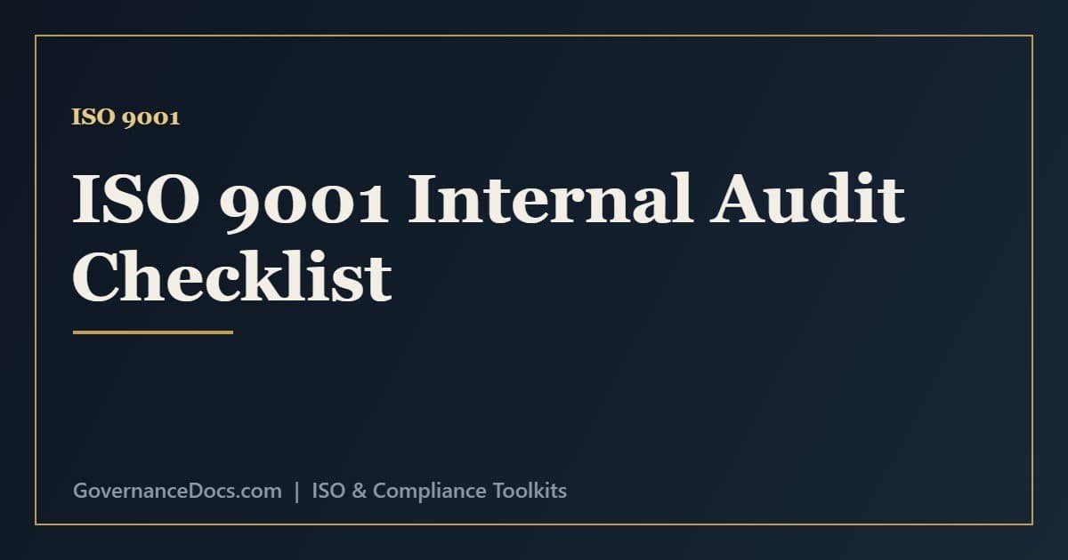 ISO 9001 Internal Audit Checklist ISO 9001 internal audit checklist covering clauses 4 to 10 of the quality management system