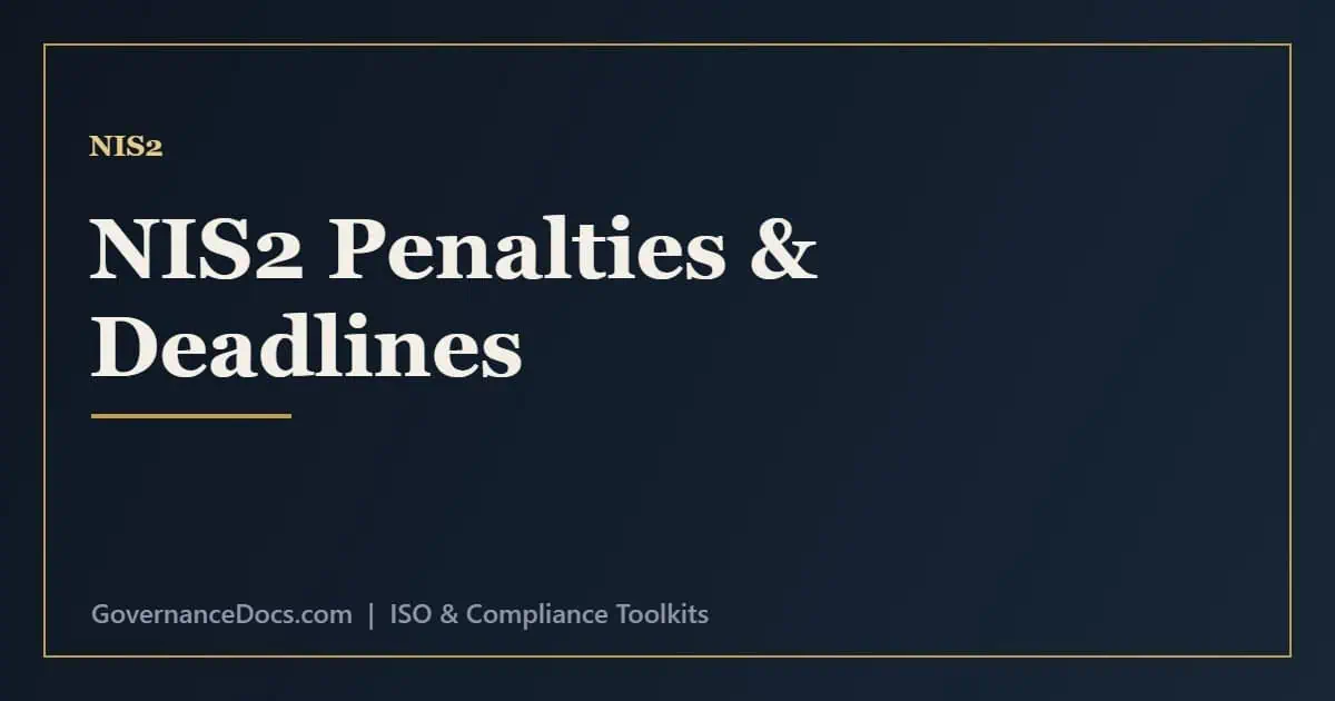 NIS2 Penalties & Deadlines Explained NIS2 penalties for essential and important entities plus management liability and deadlines