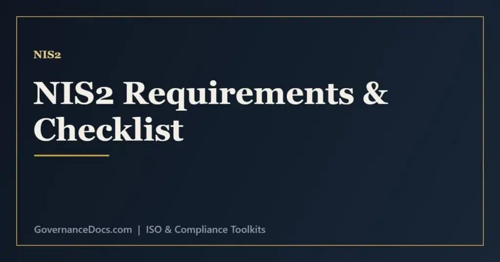 NIS2 requirements checklist covering security measures, incident reporting and documentation
