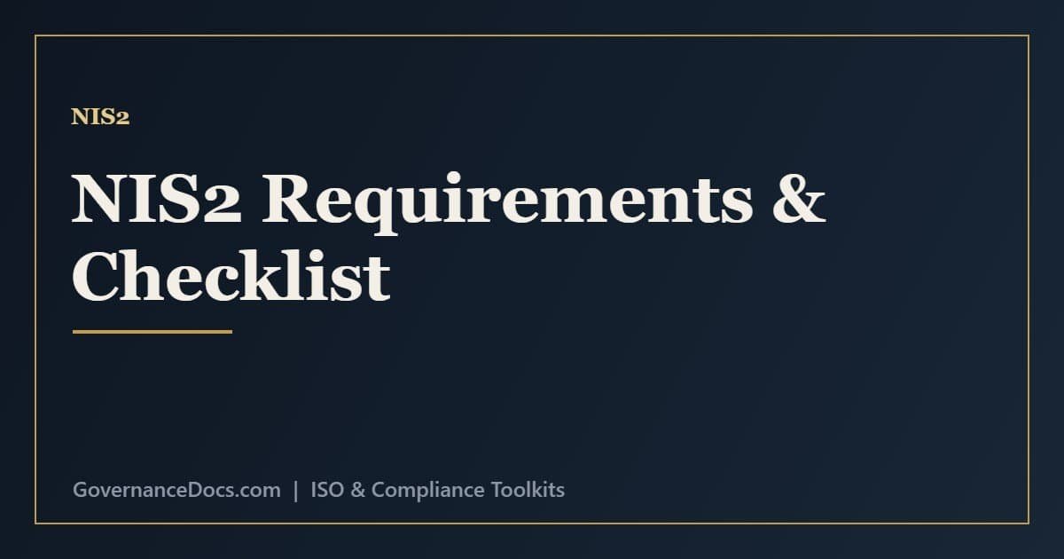 NIS2 Requirements & Documentation Checklist NIS2 requirements checklist covering security measures, incident reporting and documentation