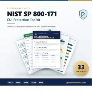 NIST SP 800-171 CUI Protection Toolkit - 33 templates