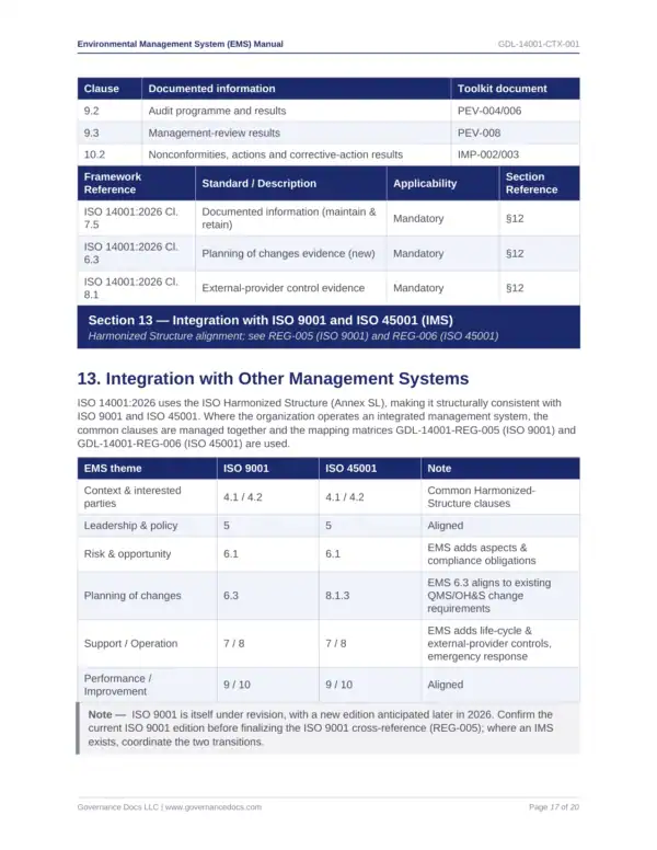 ISO 14001 toolkit sample: EMS Manual