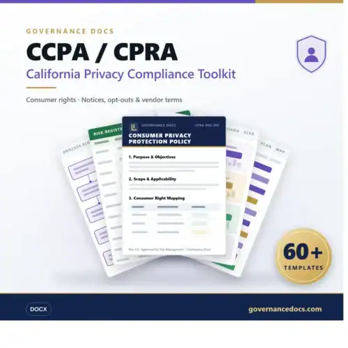 California Privacy Compliance Toolkit for governance and data protection.
