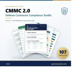 CMMC 2.0 compliance toolkit for defense contractors with templates and guidelines.