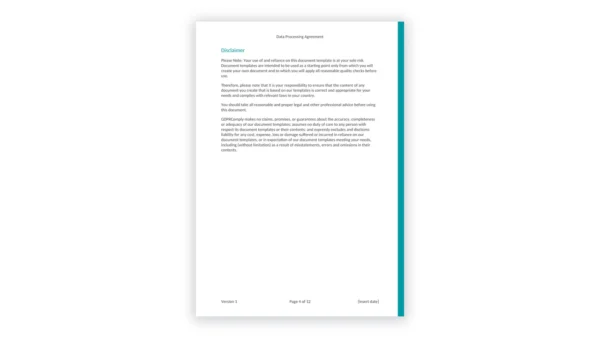 Data Protection toolkit sample: GDPR-FORM-06-5 Data Processing Agreement