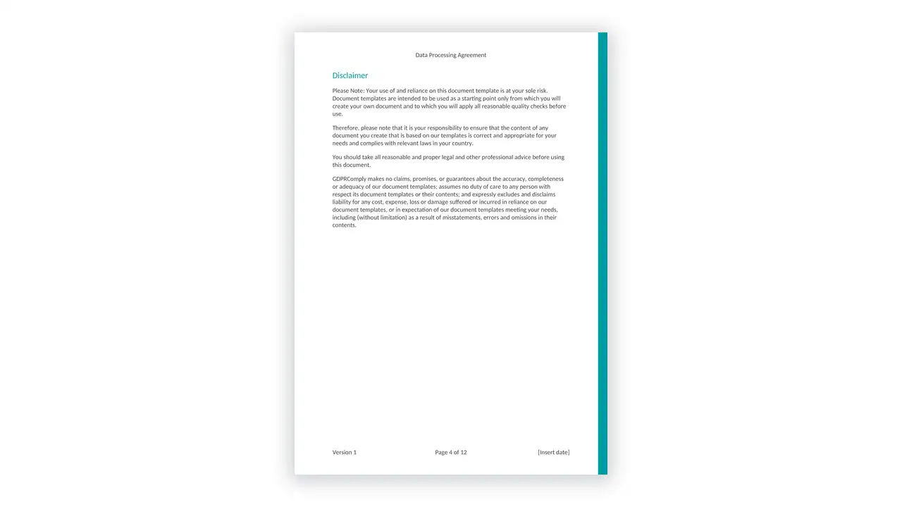 Data Protection toolkit sample: GDPR-FORM-06-5 Data Processing Agreement