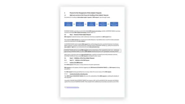 Data Protection toolkit sample: Procedure for Managing Data Subject Rights