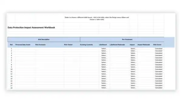 Data Protection toolkit sample: GDPR-FORM-07-1 Data Protection Impact Assessment Tool