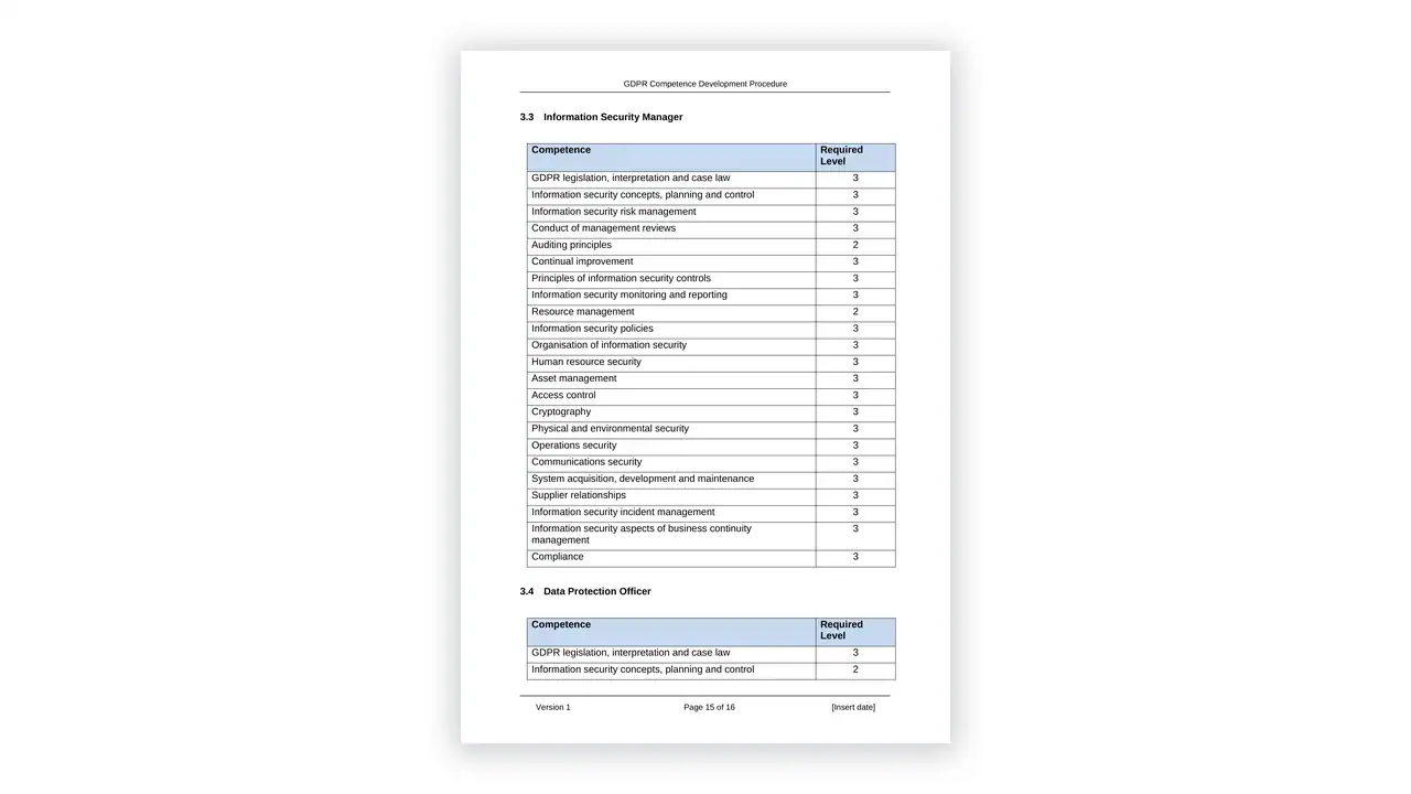 Data Protection toolkit sample: GDPR-DOC-02-2 GDPR Competence Development Procedure