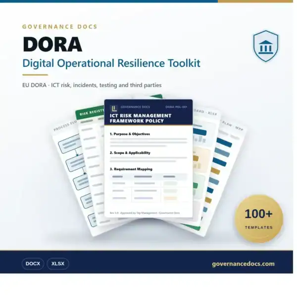 DORA Digital Operational Resilience Toolkit - 100+ compliance templates in Word and Excel