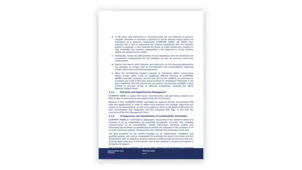 ESG toolkit sample: ESG Policy - Template 3 (Wellness)