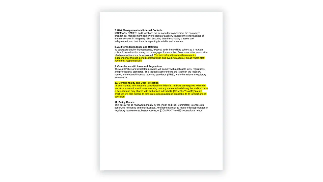 ESG toolkit sample: Audit Policy