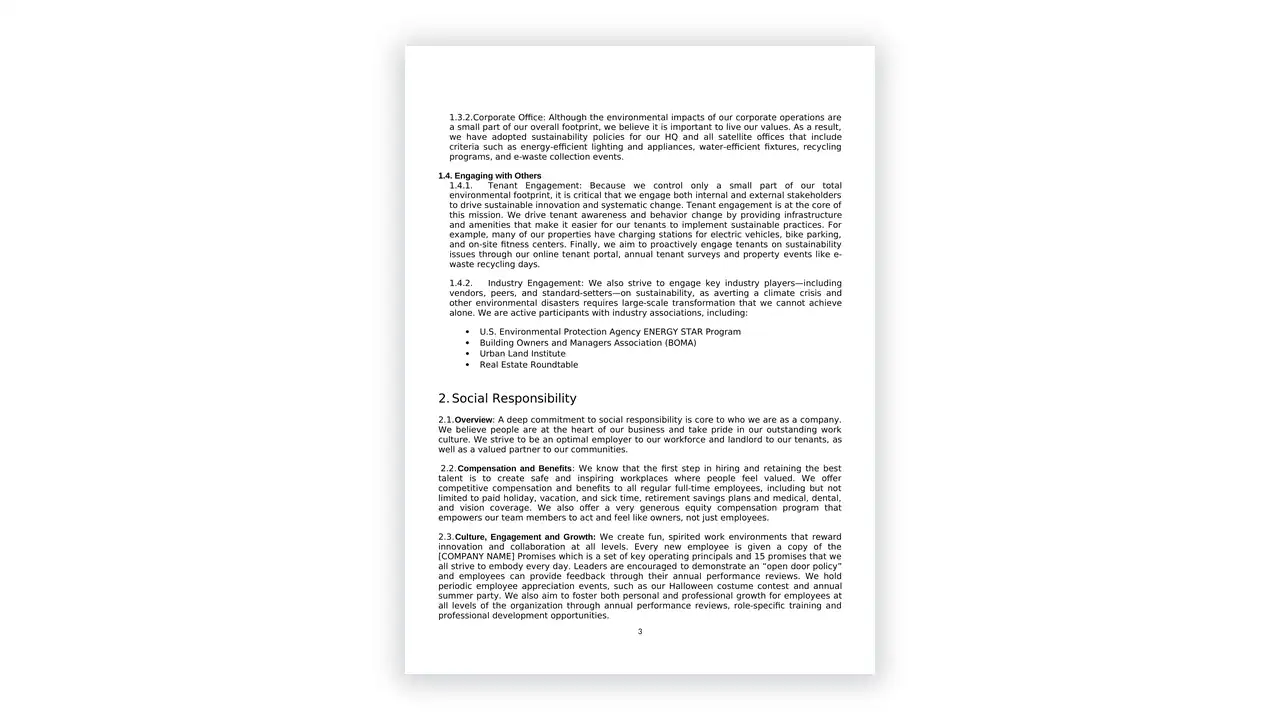 ESG toolkit sample: ESG Policy - Template 5 (Real Estate)