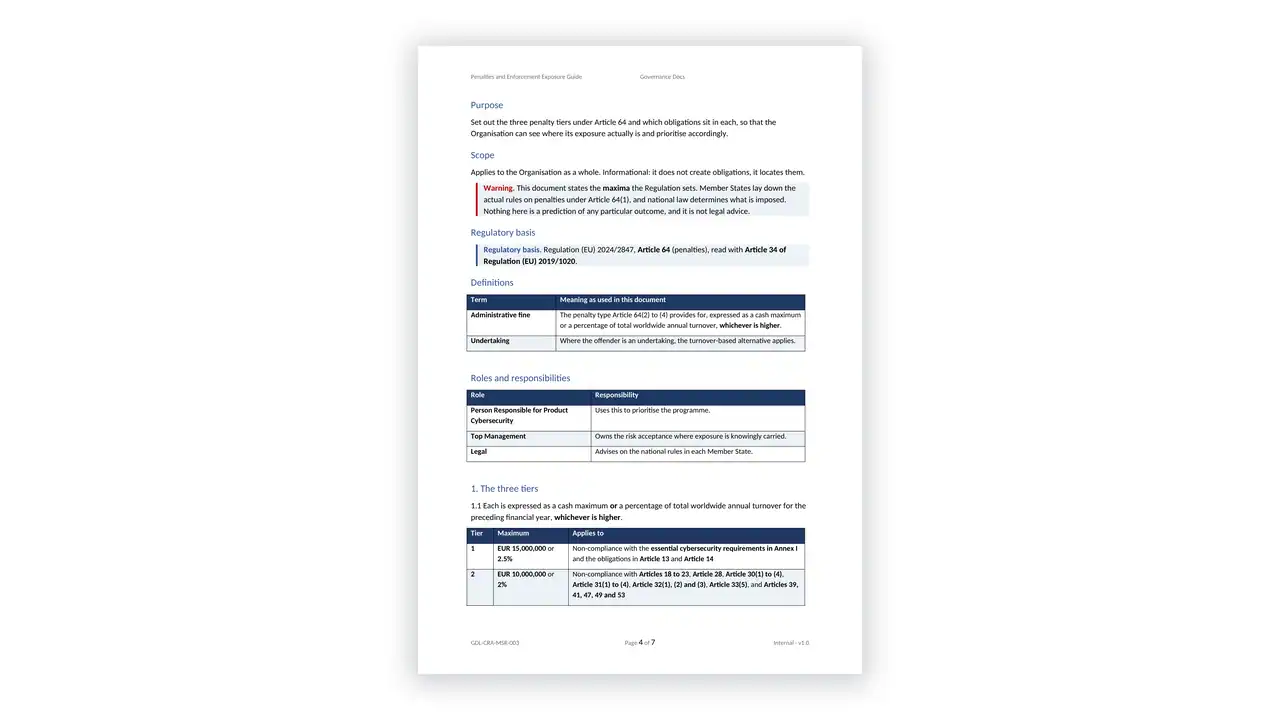 EU CRA Toolkit sample: GDL-CRA-MSR-003 - Penalties and Enforcement Exposure Guide