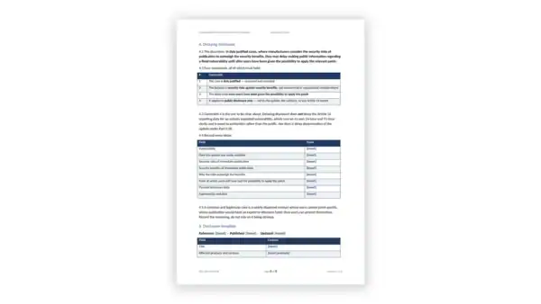 EU CRA Toolkit sample: GDL-CRA-VLN-006 - Vulnerability Disclosure and Advisory Template
