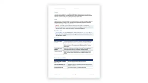 EU CRA Toolkit sample: GDL-CRA-OPR-006 - Open-Source Software Steward Policy