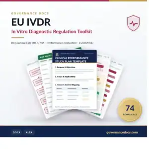 EU IVDR Toolkit — 74 Regulation (EU) 2017/746 in vitro diagnostic templates — product cover