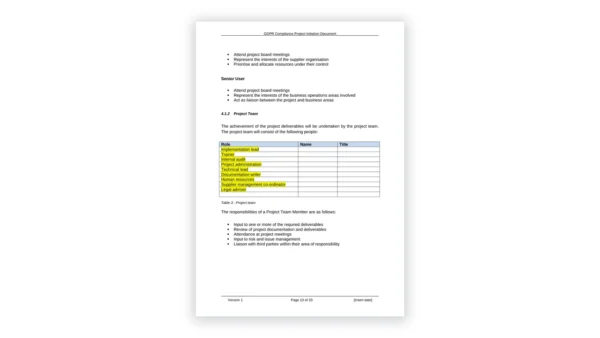 GDPR toolkit sample: GDPR-DOC-01-1 GDPR Compliance Project Initiation Document