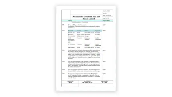 HACCP toolkit sample: Document Control