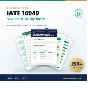 Automotive Quality Management System Manual with templates for ISO 9001.