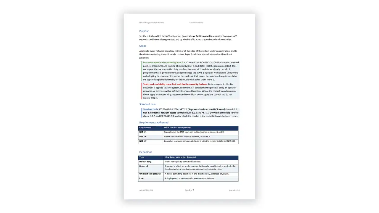 IEC 62443 Toolkit network segmentation standard for IACS zones