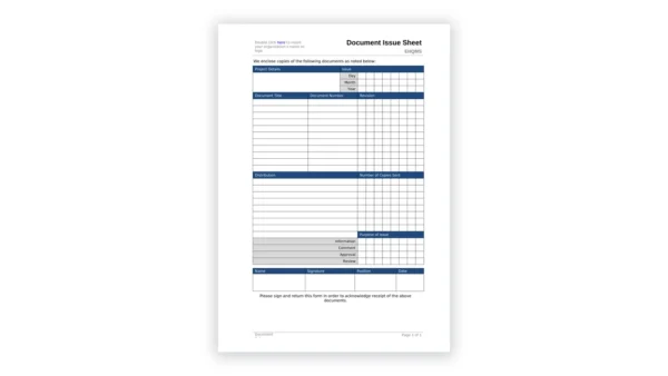 IMS toolkit sample: 20 Document Issue Sheet