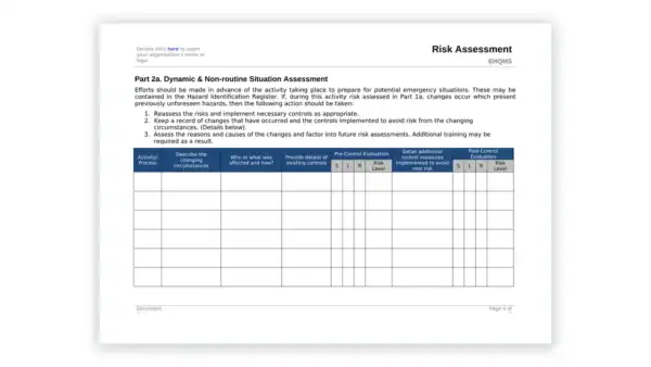 IMS toolkit sample: 08 OHS Hazard Assessment