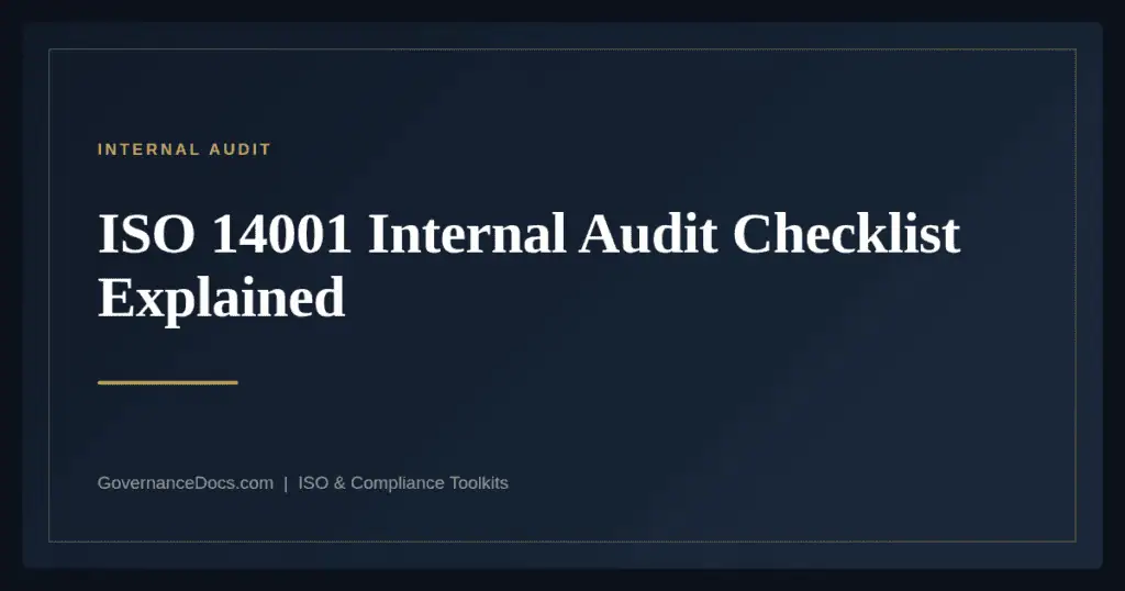ISO 14001 Internal Audit Checklist — guide from Governance Docs