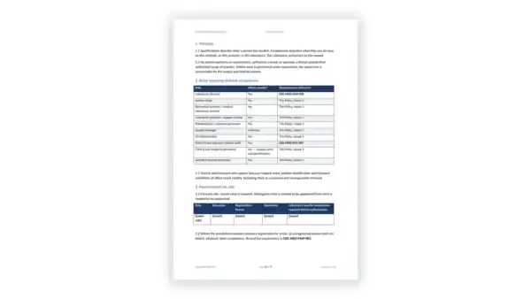 ISO 15189 Toolkit sample: GDL-MED-PER-001 - Personnel Competence Policy