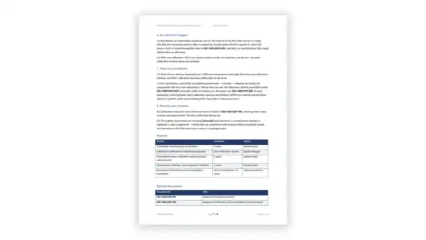 ISO 15189 Toolkit sample: GDL-MED-EQP-002 - Calibration and Metrological Traceability Procedure