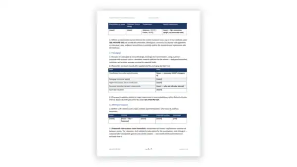 ISO 15189 Toolkit sample: GDL-MED-PRE-005 - Sample Transport and Handling Procedure