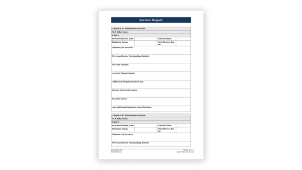 ISO 20000 toolkit sample: ISO 20000 Service Report