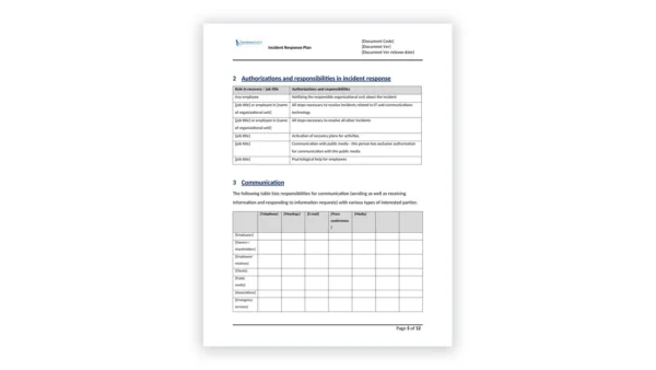 ISO 20000 toolkit sample: ISO 20000 ITSM Incident Response Plan