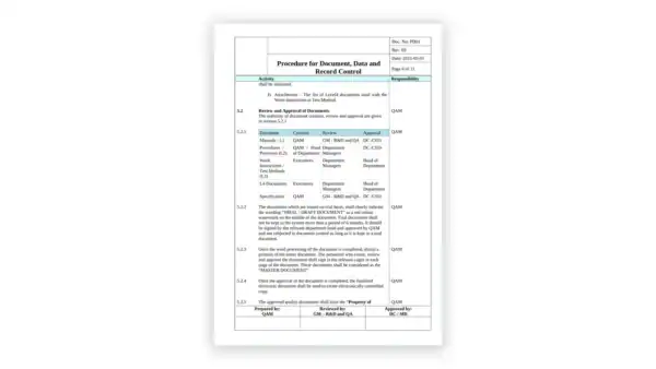 iso-22000 sample: PD01-DocumentControl Rev 03