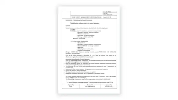 iso-22000 sample: M002-FSMS Manual-Planning of Realization